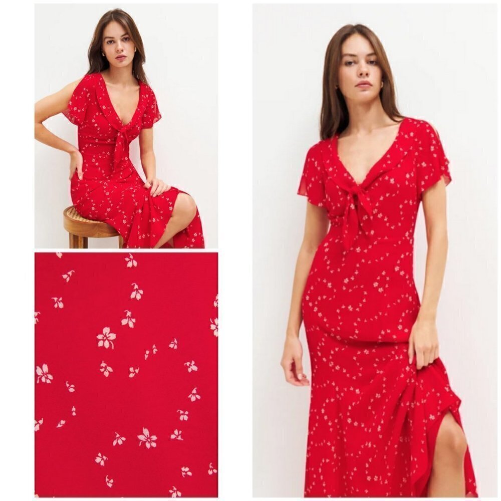 💕REFORMATION💕 Talleen Dress ~ Fresno Red Floral Print 4 NWT